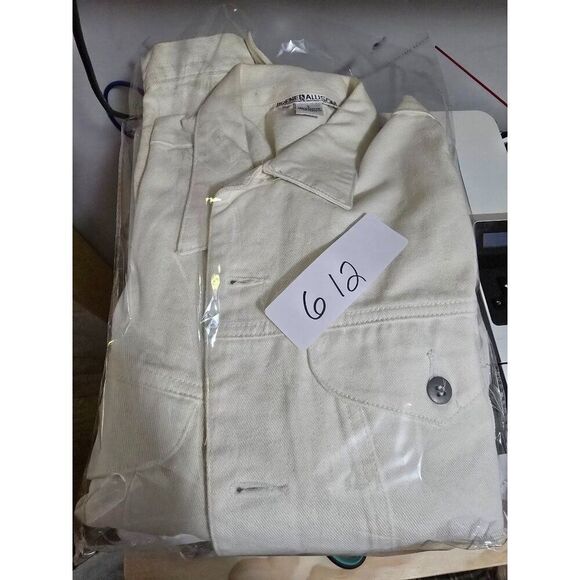 Irene Allison Cream Denim Button-Up Jacket boho fairycore peasant casual - Picture 6 of 6